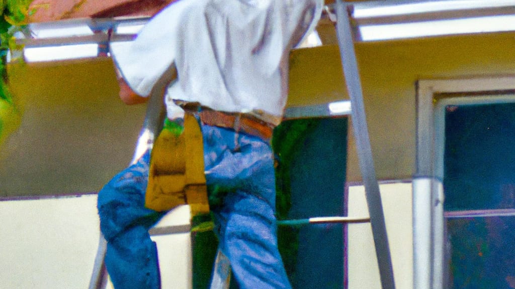 Man climbing ladder on Glendora, California home to replace roof