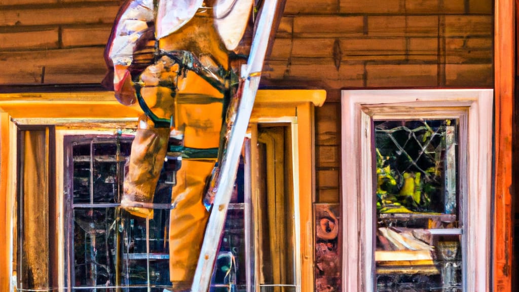 Man climbing ladder on Golden, Colorado home to replace roof