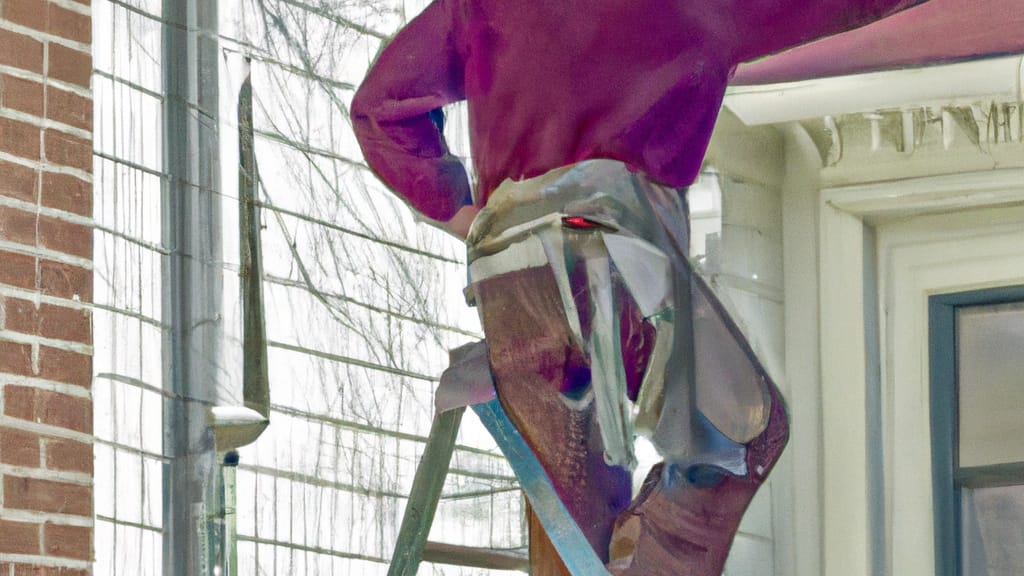 Man climbing ladder on Granite City, Illinois home to replace roof