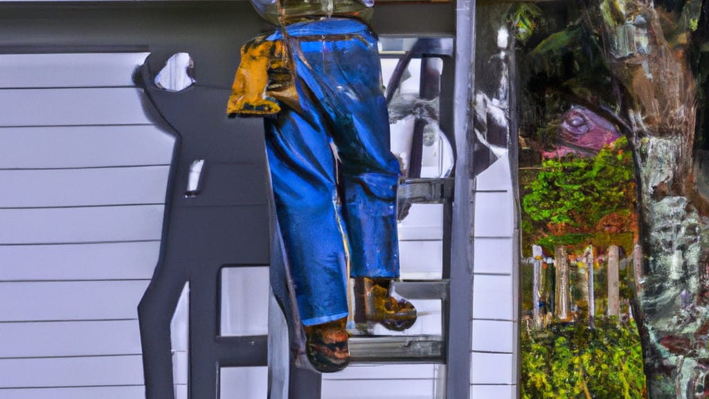 Man climbing ladder on Grass Valley, California home to replace roof
