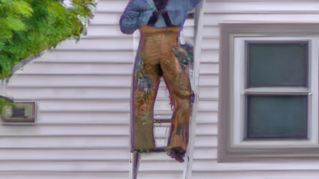 Man climbing ladder on Greenwood, Indiana home to replace roof