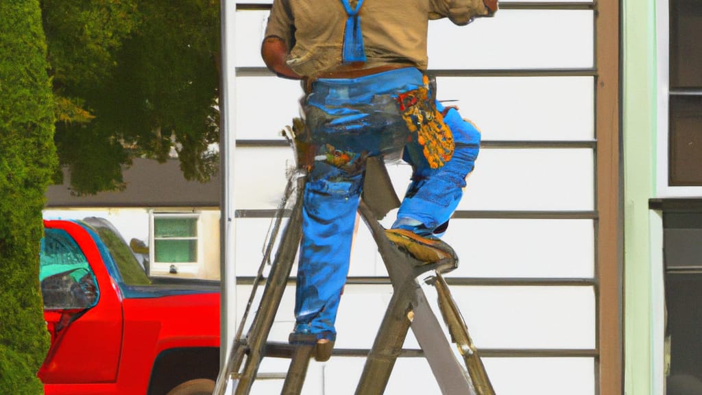 Man climbing ladder on Gurnee, Illinois home to replace roof