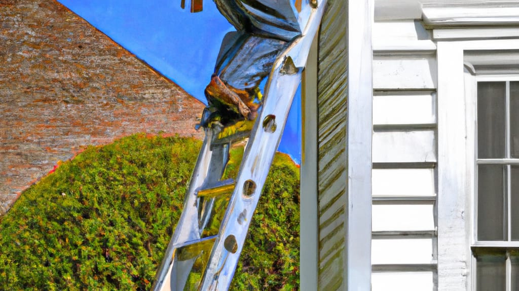 Man climbing ladder on Hamilton, Alabama home to replace roof
