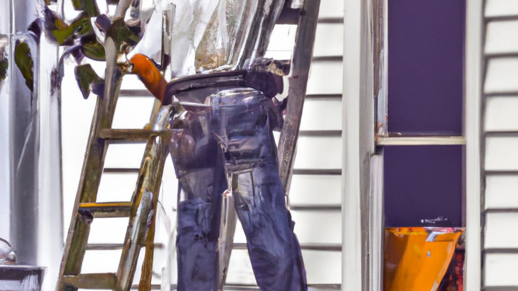 Man climbing ladder on Hamlin, New York home to replace roof