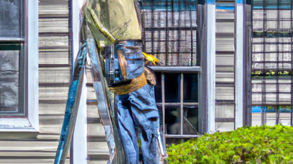 Man climbing ladder on Hampton, Georgia home to replace roof