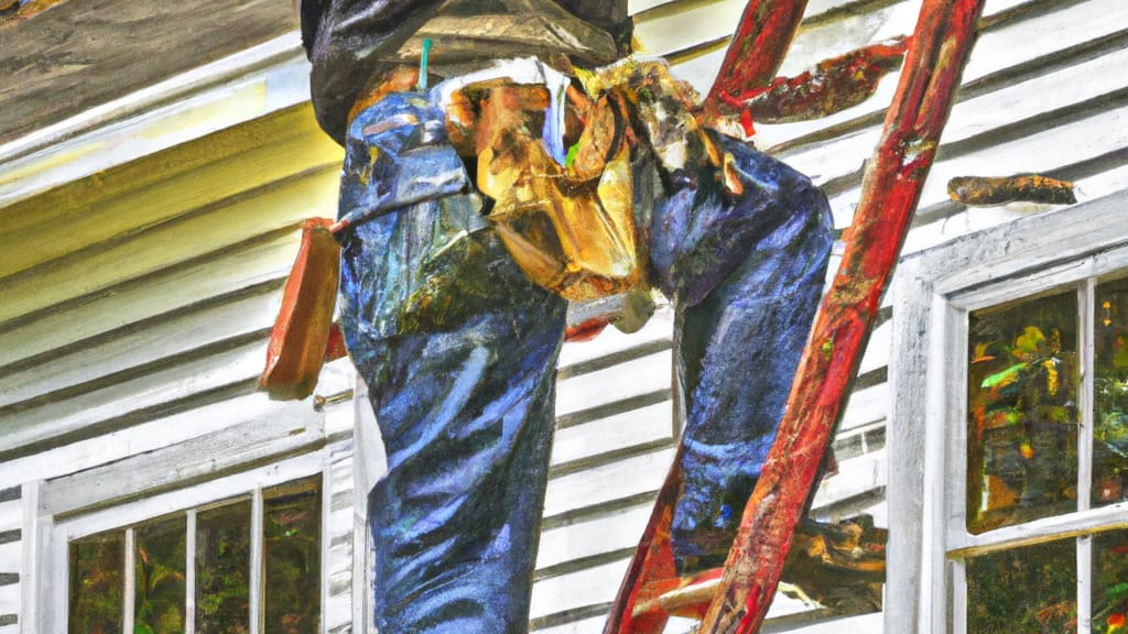 Man climbing ladder on Hempstead, Texas home to replace roof