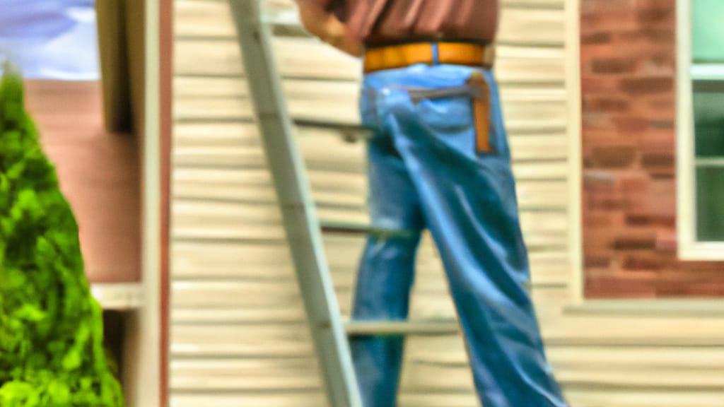 Man climbing ladder on Herriman, Utah home to replace roof