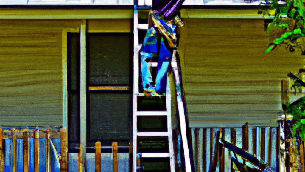 Man climbing ladder on Hewitt, Texas home to replace roof
