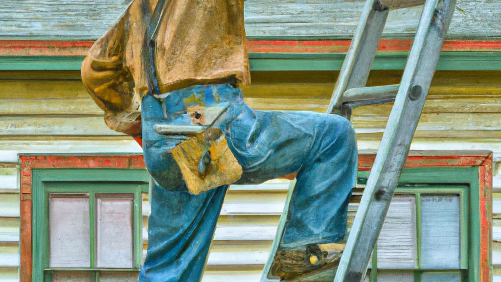 Man climbing ladder on Hiawatha, Iowa home to replace roof
