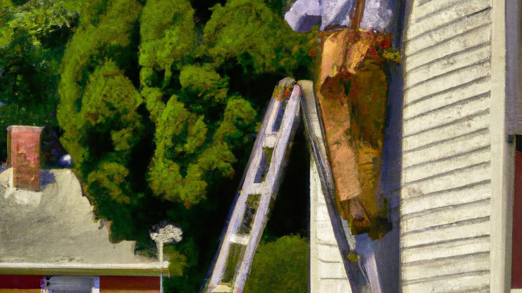 Man climbing ladder on Hinckley, Ohio home to replace roof