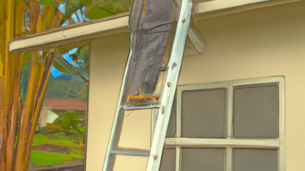 Man climbing ladder on Holualoa, Hawaii home to replace roof