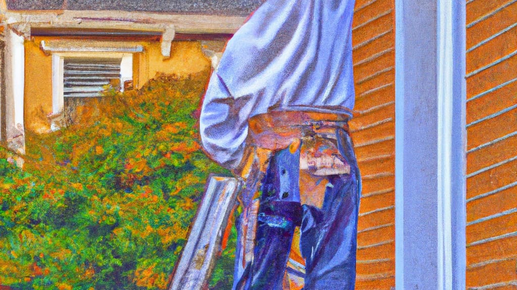 Man climbing ladder on Holyoke, Massachusetts home to replace roof
