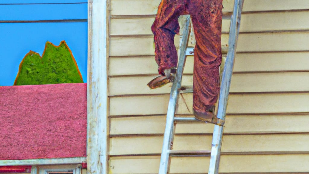 Man climbing ladder on Homer, Illinois home to replace roof