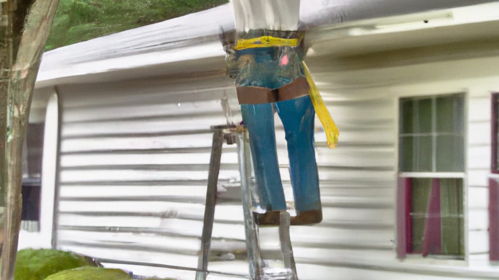 Man climbing ladder on Huntsville, Alabama home to replace roof
