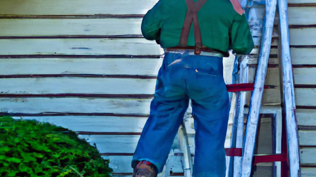 Man climbing ladder on Huntsville, Texas home to replace roof