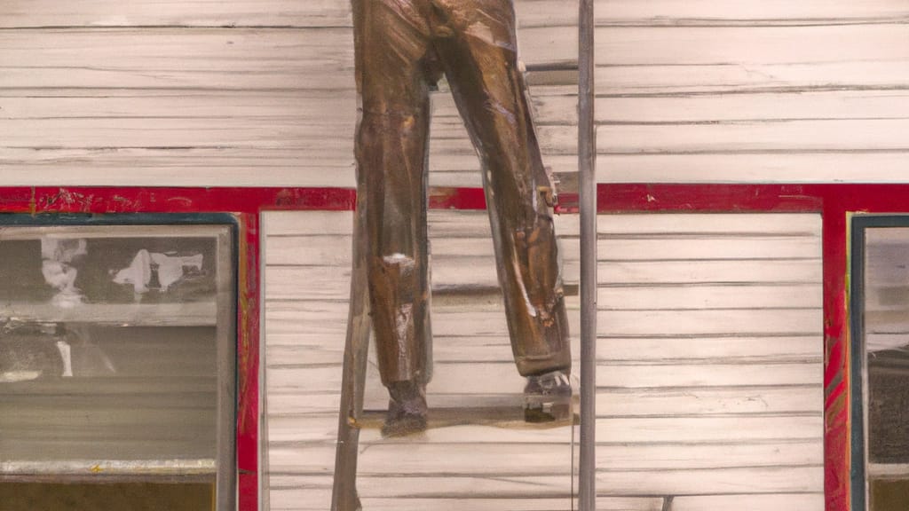 Man climbing ladder on Hyrum, Utah home to replace roof