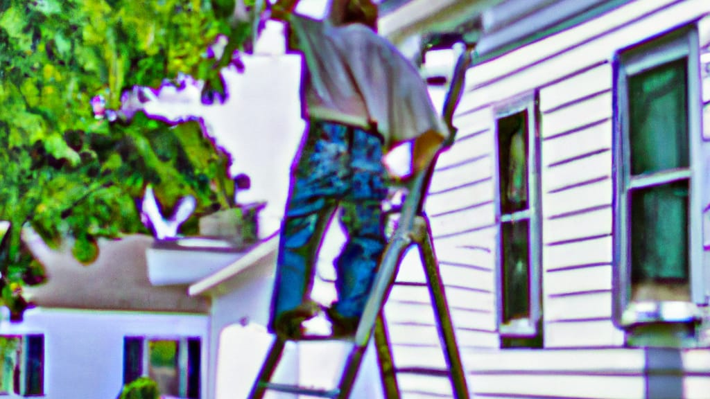 Man climbing ladder on Independence, Kentucky home to replace roof