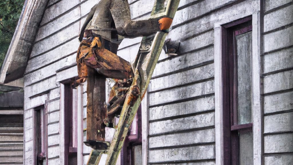 Man climbing ladder on Independence, Ohio home to replace roof