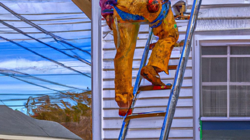 Man climbing ladder on Indian Trail, North Carolina home to replace roof