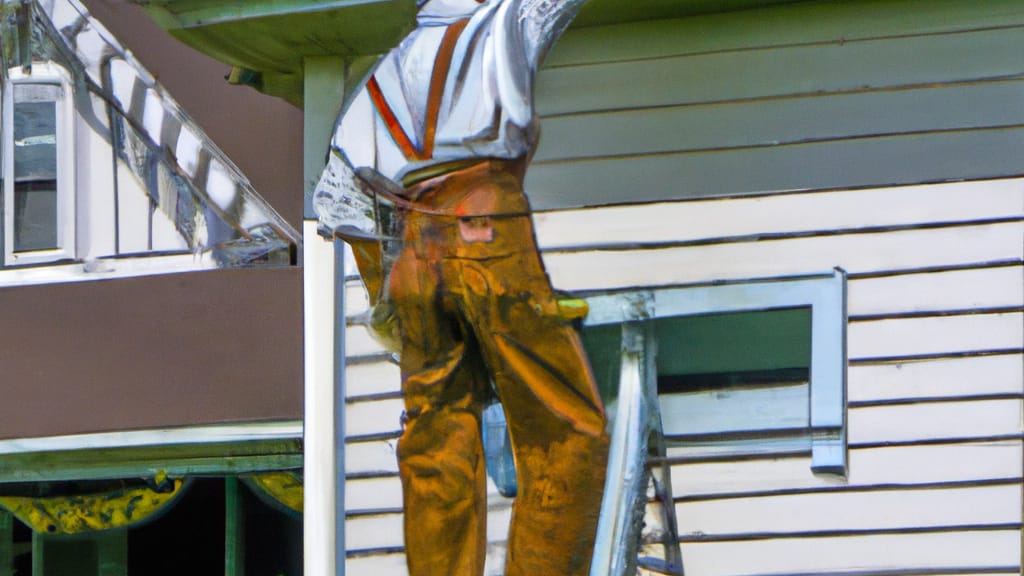 Man climbing ladder on Jasper, Indiana home to replace roof