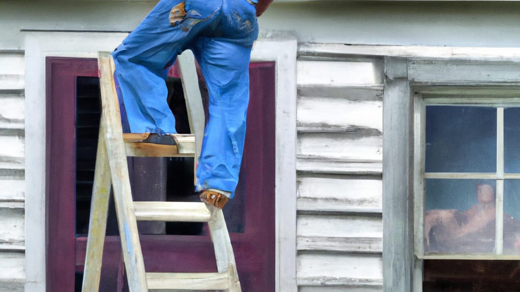 Man climbing ladder on Jeanerette, Louisiana home to replace roof