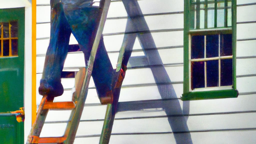 Man climbing ladder on Jericho, New York home to replace roof