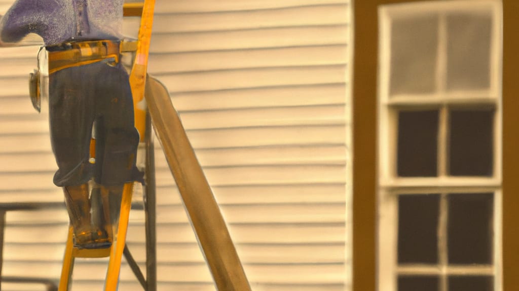 Man climbing ladder on Keokuk, Iowa home to replace roof