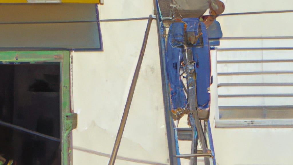Man climbing ladder on Kerman, California home to replace roof