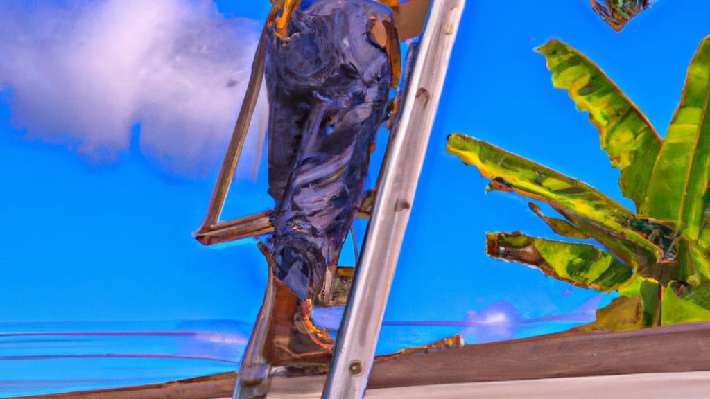 Man climbing ladder on Kihei, Hawaii home to replace roof