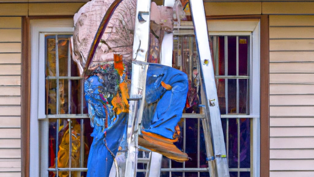 Man climbing ladder on Kingsville, Texas home to replace roof