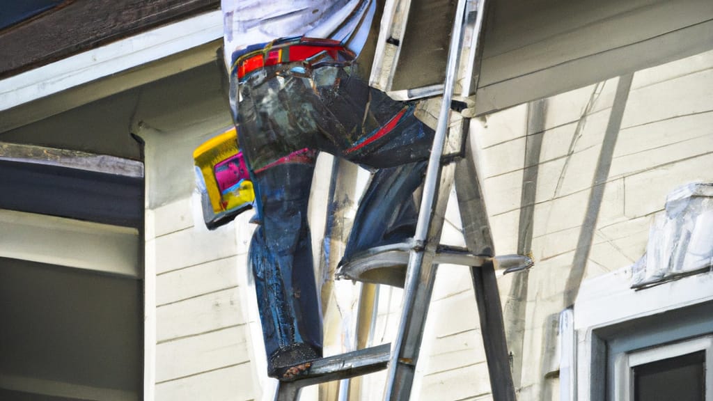 Man climbing ladder on Kissimmee, Florida home to replace roof