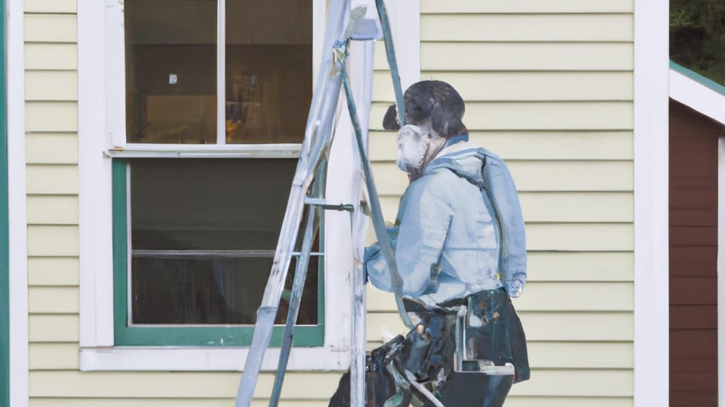 Man climbing ladder on Kodiak, Alaska home to replace roof