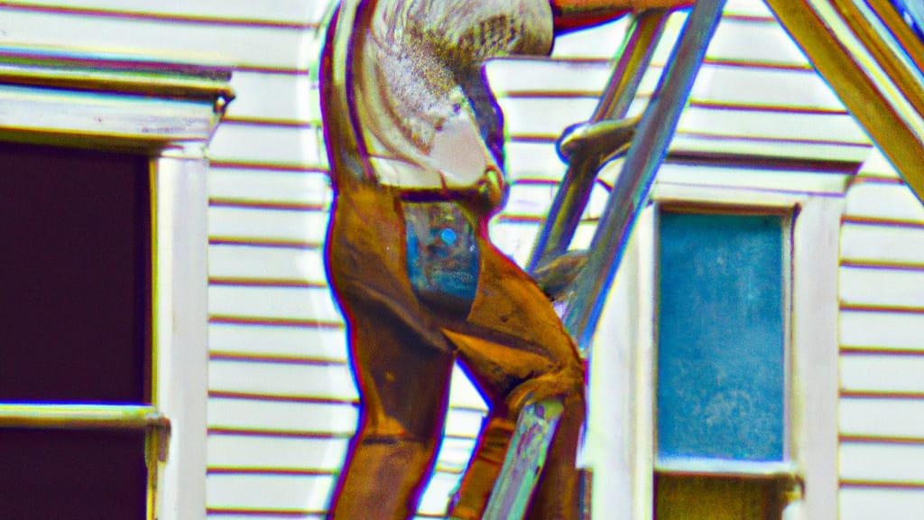 Man climbing ladder on Kokomo, Indiana home to replace roof