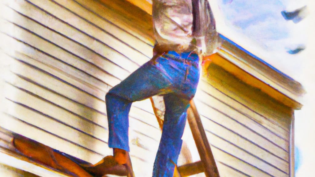 Man climbing ladder on Kuna, Idaho home to replace roof
