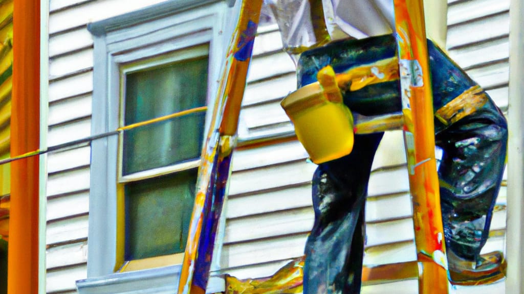 Man climbing ladder on La Crosse, Wisconsin home to replace roof