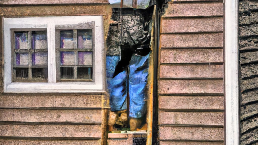 Man climbing ladder on Laconia, New Hampshire home to replace roof
