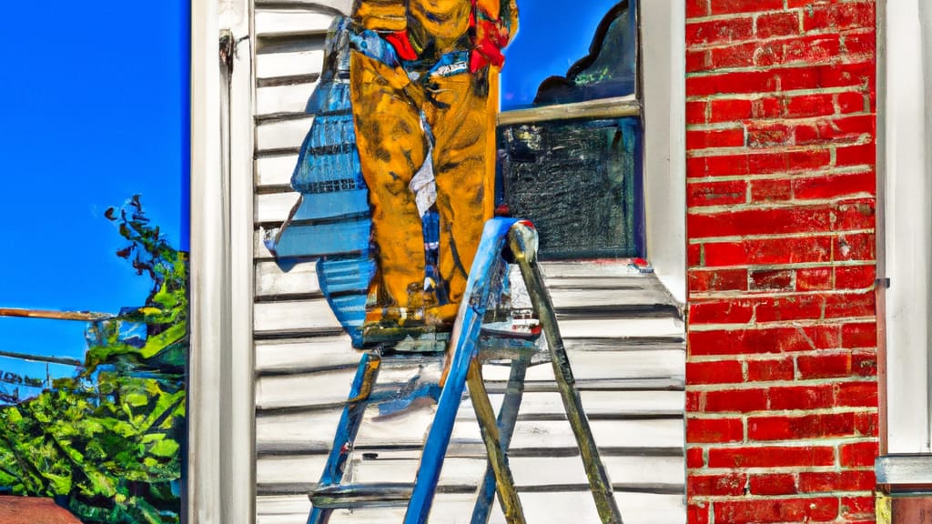 Man climbing ladder on Lakewood, Ohio home to replace roof