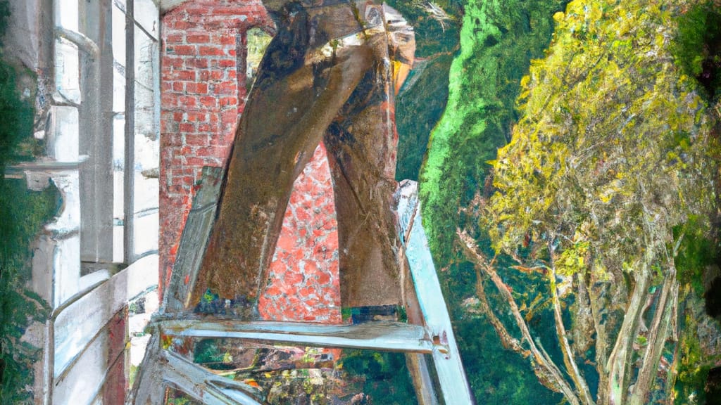 Man climbing ladder on Laurel, Maryland home to replace roof