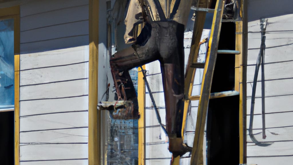 Man climbing ladder on Laurel, Montana home to replace roof