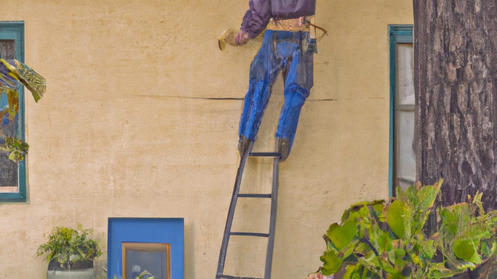 Man climbing ladder on Lawndale, California home to replace roof