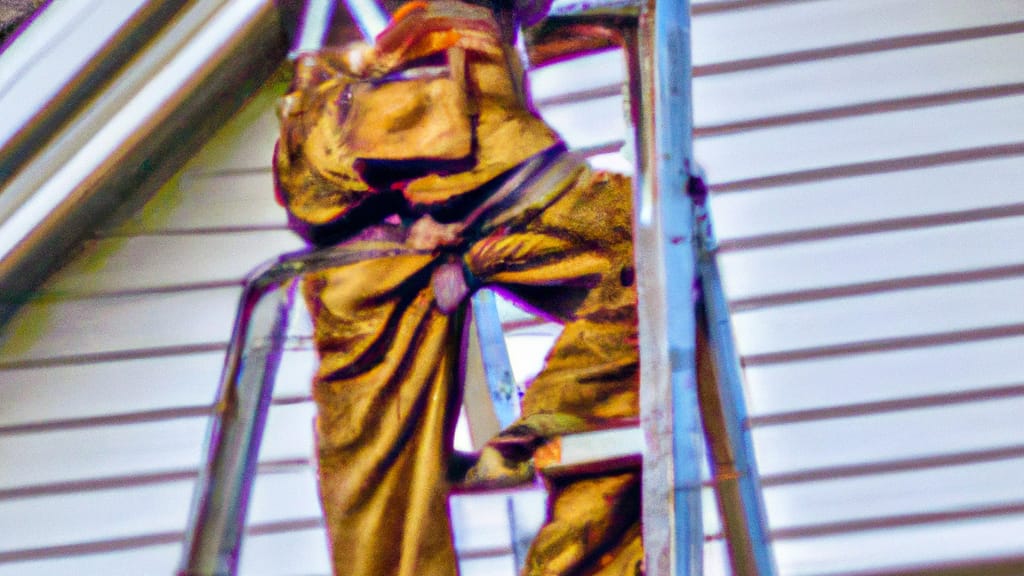 Man climbing ladder on Layton, Utah home to replace roof