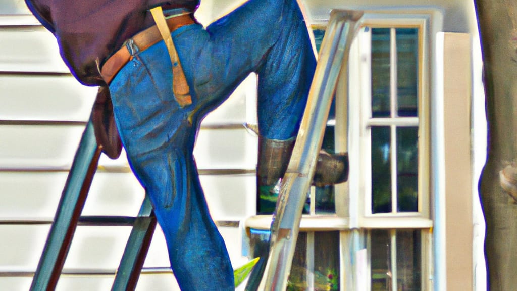Man climbing ladder on League City, Texas home to replace roof