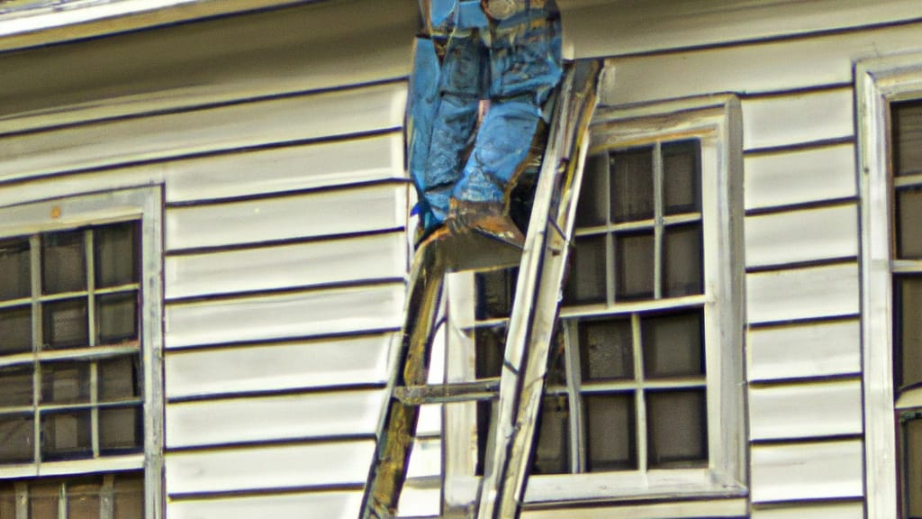 Man climbing ladder on Leander, Texas home to replace roof