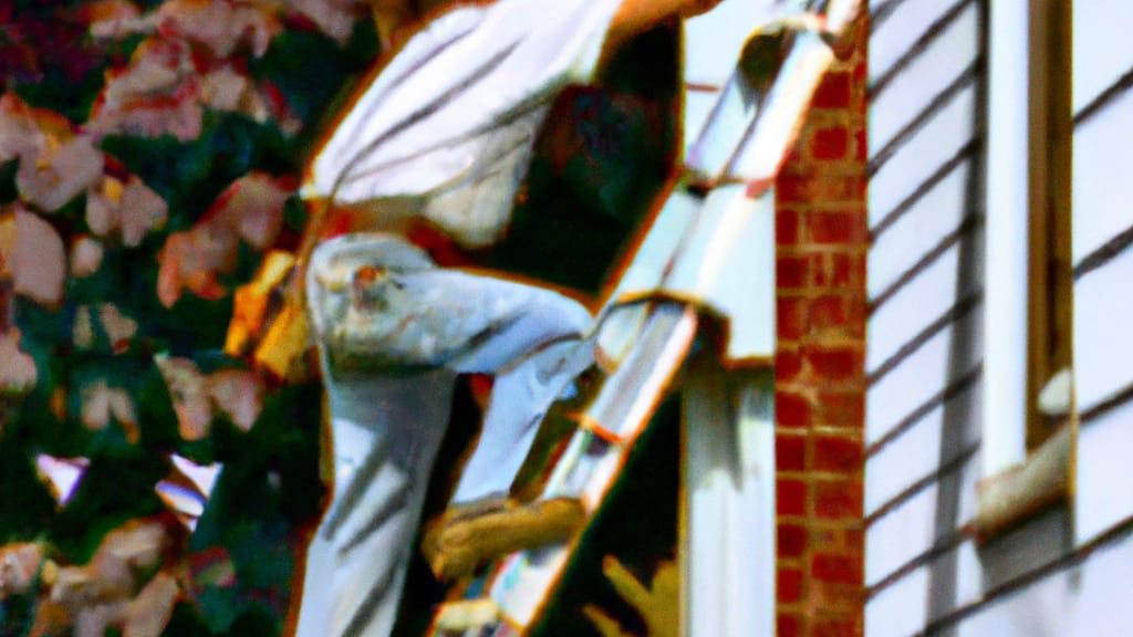 Man climbing ladder on Lebanon, Ohio home to replace roof