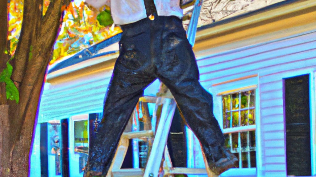 Man climbing ladder on Lexington Park, Maryland home to replace roof