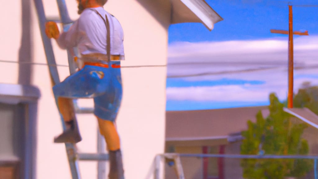Man climbing ladder on Logan, Utah home to replace roof