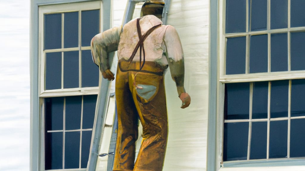 Man climbing ladder on London, Kentucky home to replace roof