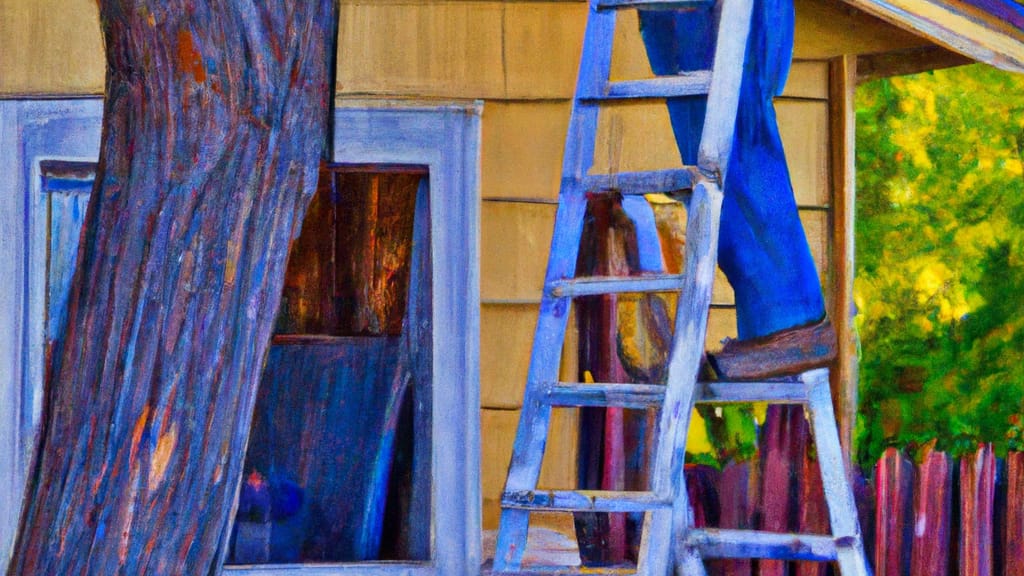 Man climbing ladder on Lone Tree, Colorado home to replace roof
