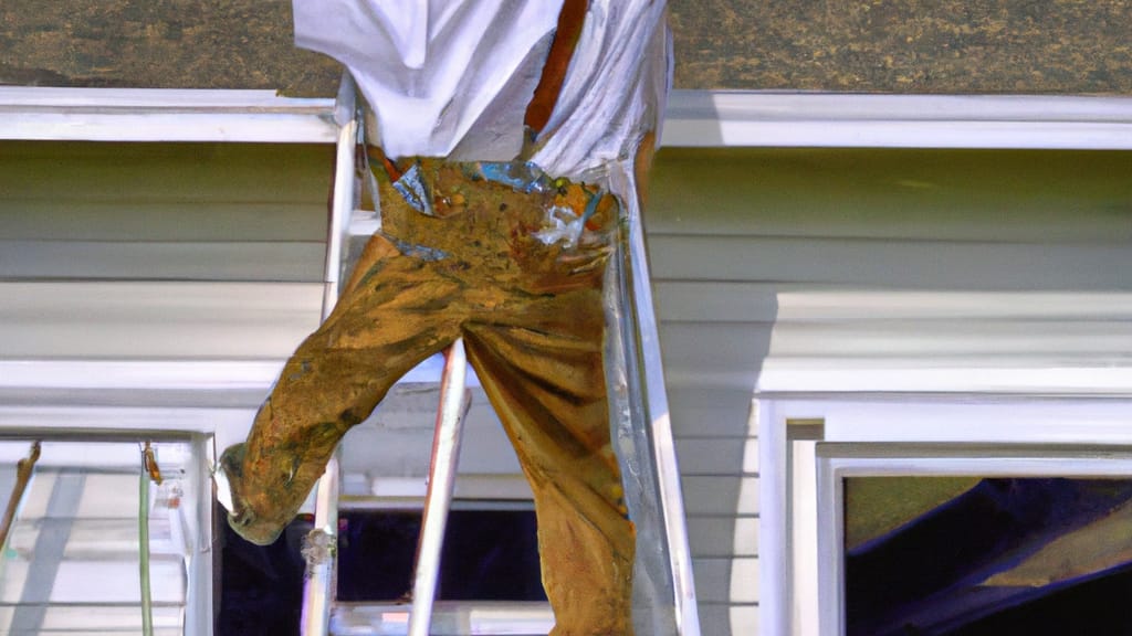 Man climbing ladder on Loveland, Colorado home to replace roof