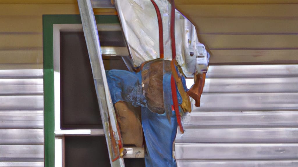 Man climbing ladder on Lowell, Arkansas home to replace roof